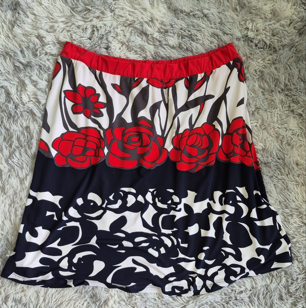 Floral Red and Black Women's Skirt